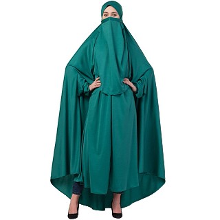 Free size jilbab with nose piece- Green